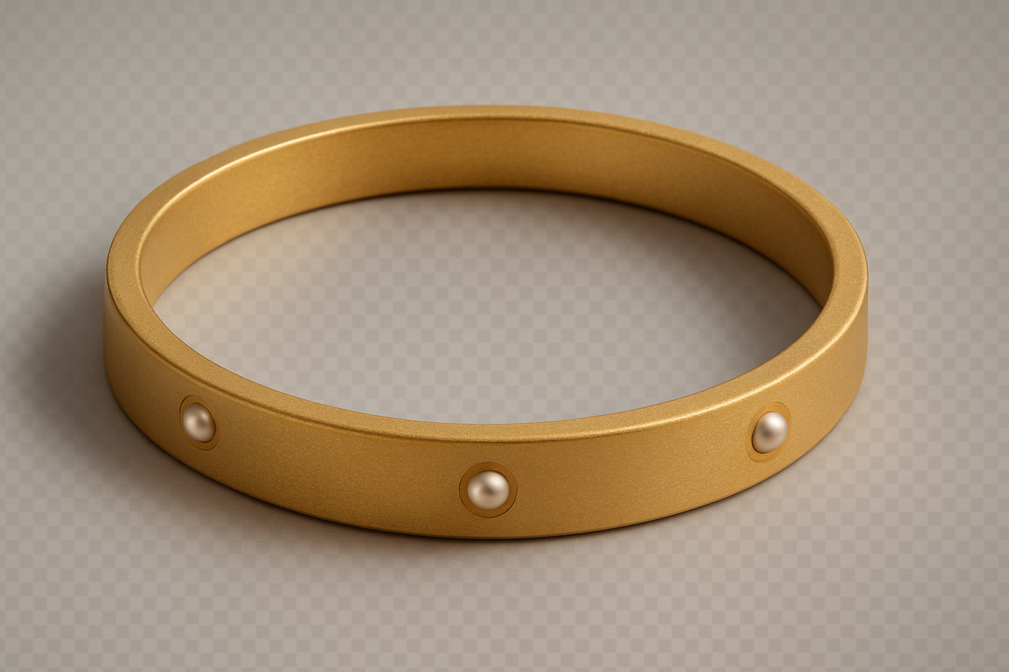 Solid gold kada with simple matte finish design, perfect for gifting and daily wear. with pearl give the image png format no background