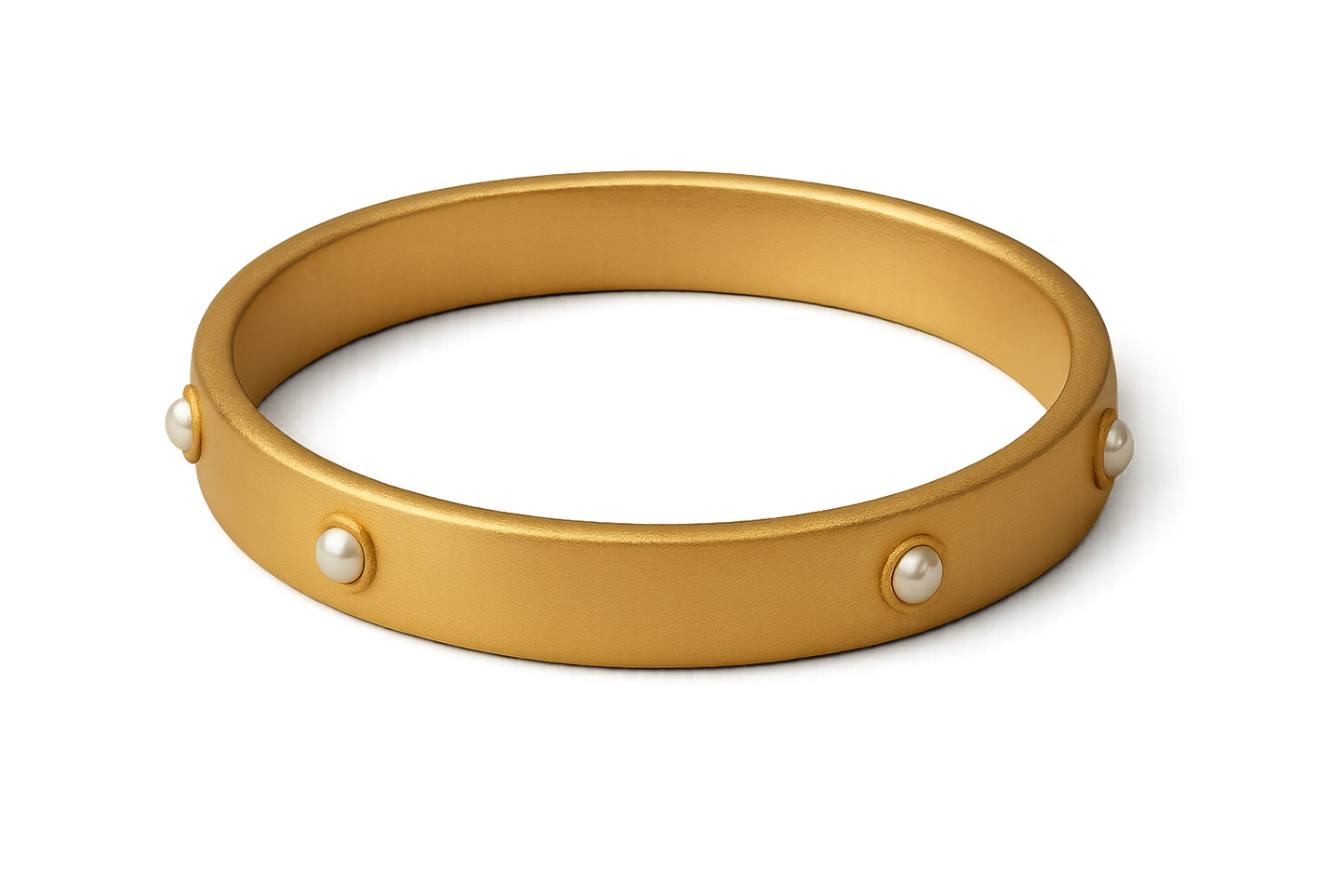 Solid gold kada with simple matte finish design, perfect for gifting and daily wear. with pearl give the image png format no background 