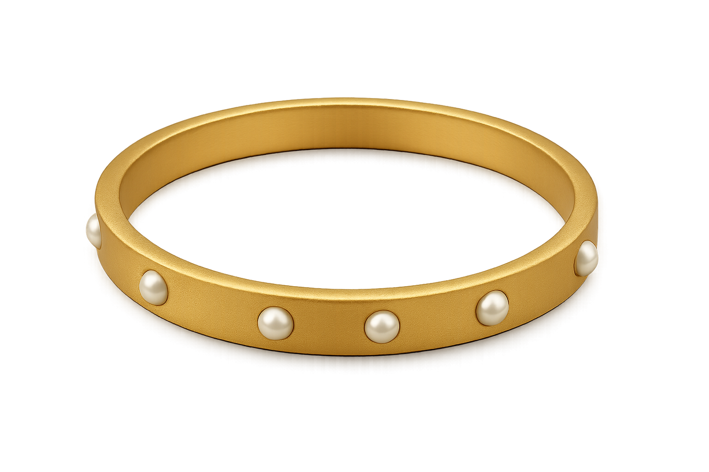 Solid gold kada with simple matte finish design, perfect for gifting and daily wear. with pearl give the image png format no background 