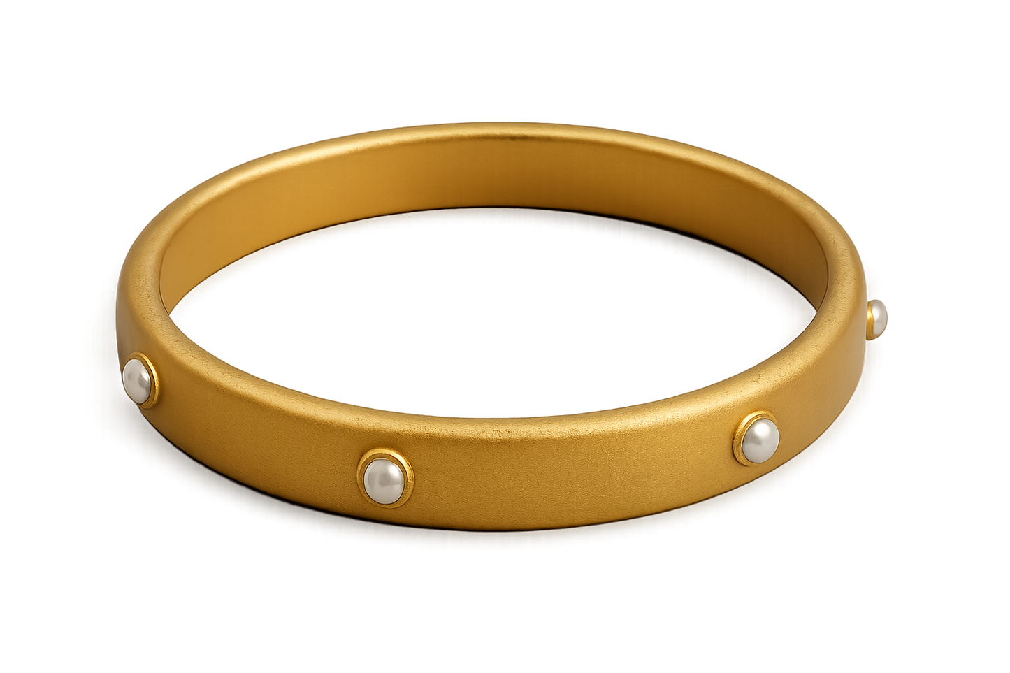 Solid gold kada with simple matte finish design, perfect for gifting and daily wear. with pearl give the image png format no background 