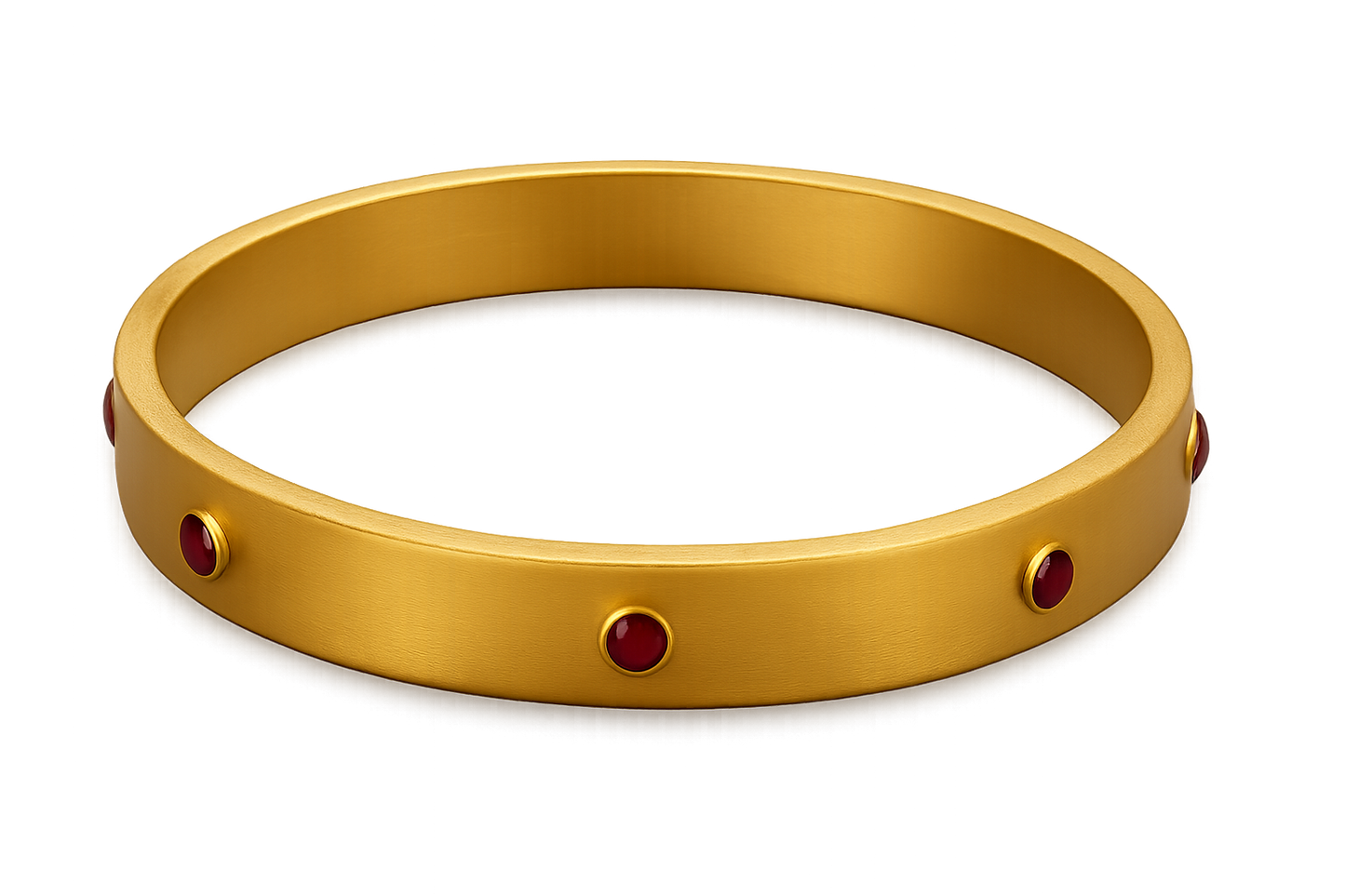  Solid gold kada with simple matte finish design, perfect for gifting and daily wear. with ruby give the image in png format no background 