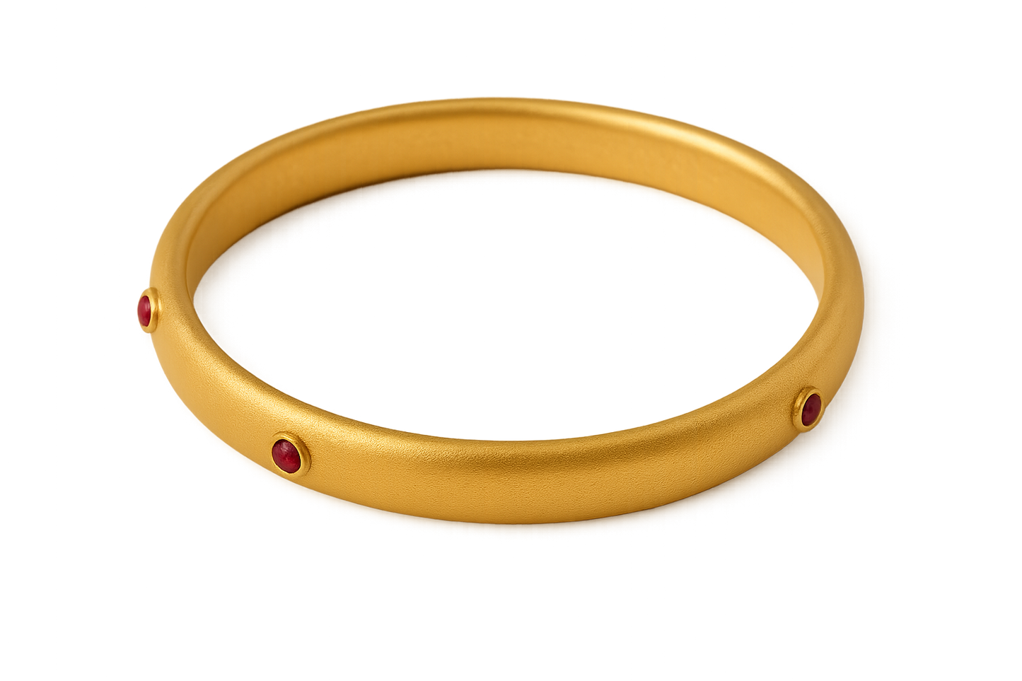 Solid gold kada with simple matte finish design, perfect for gifting and daily wear. with ruby give the image in png format no background 
