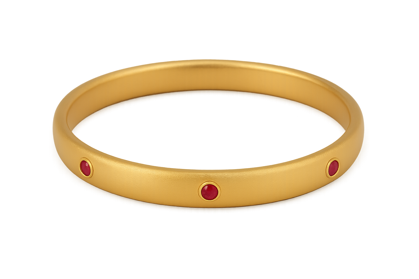 Solid gold kada with simple matte finish design, perfect for gifting and daily wear. with ruby give the image in png format no background 