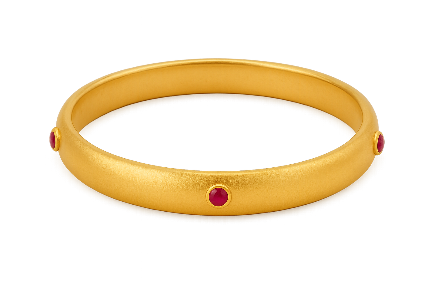 Solid gold kada with simple matte finish design, perfect for gifting and daily wear. with ruby give the image in png format no background 