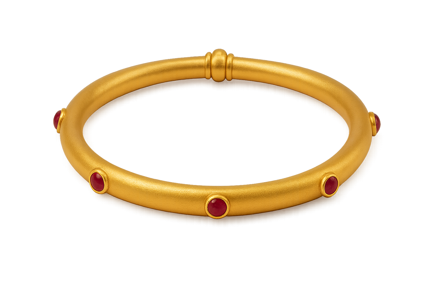 Solid gold kada with simple matte finish design, perfect for gifting and daily wear. with ruby give the image in png format no background 