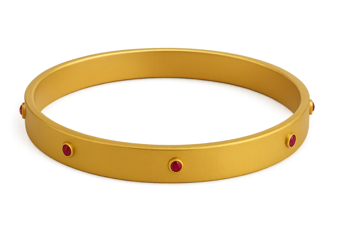 Solid gold kada with simple matte finish design, perfect for gifting and daily wear. with ruby give the image in png format no background  