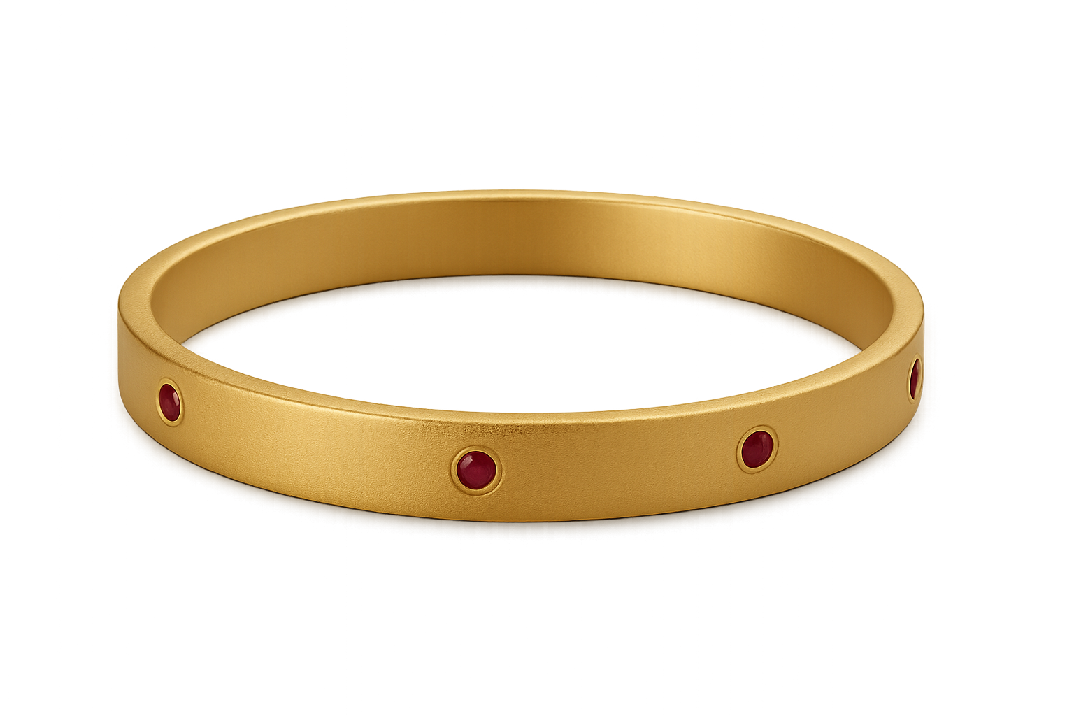 Solid gold kada with simple matte finish design, perfect for gifting and daily wear. with ruby give the image in png format no background  