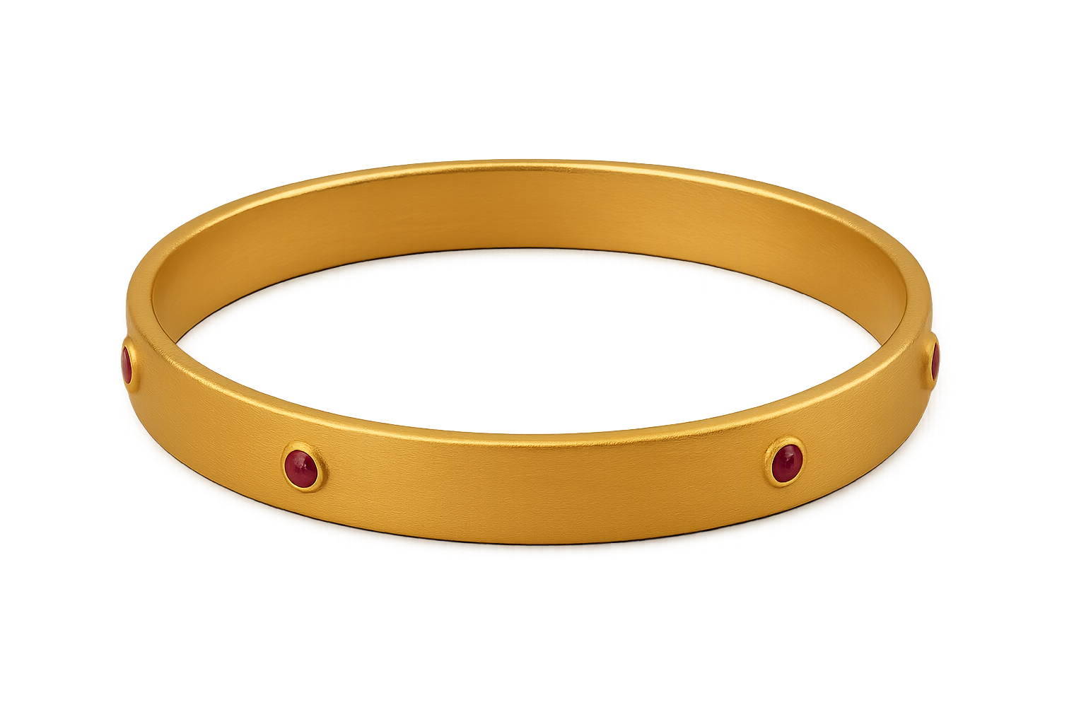 Solid gold kada with simple matte finish design, perfect for gifting and daily wear. with ruby give the image in png format no background  