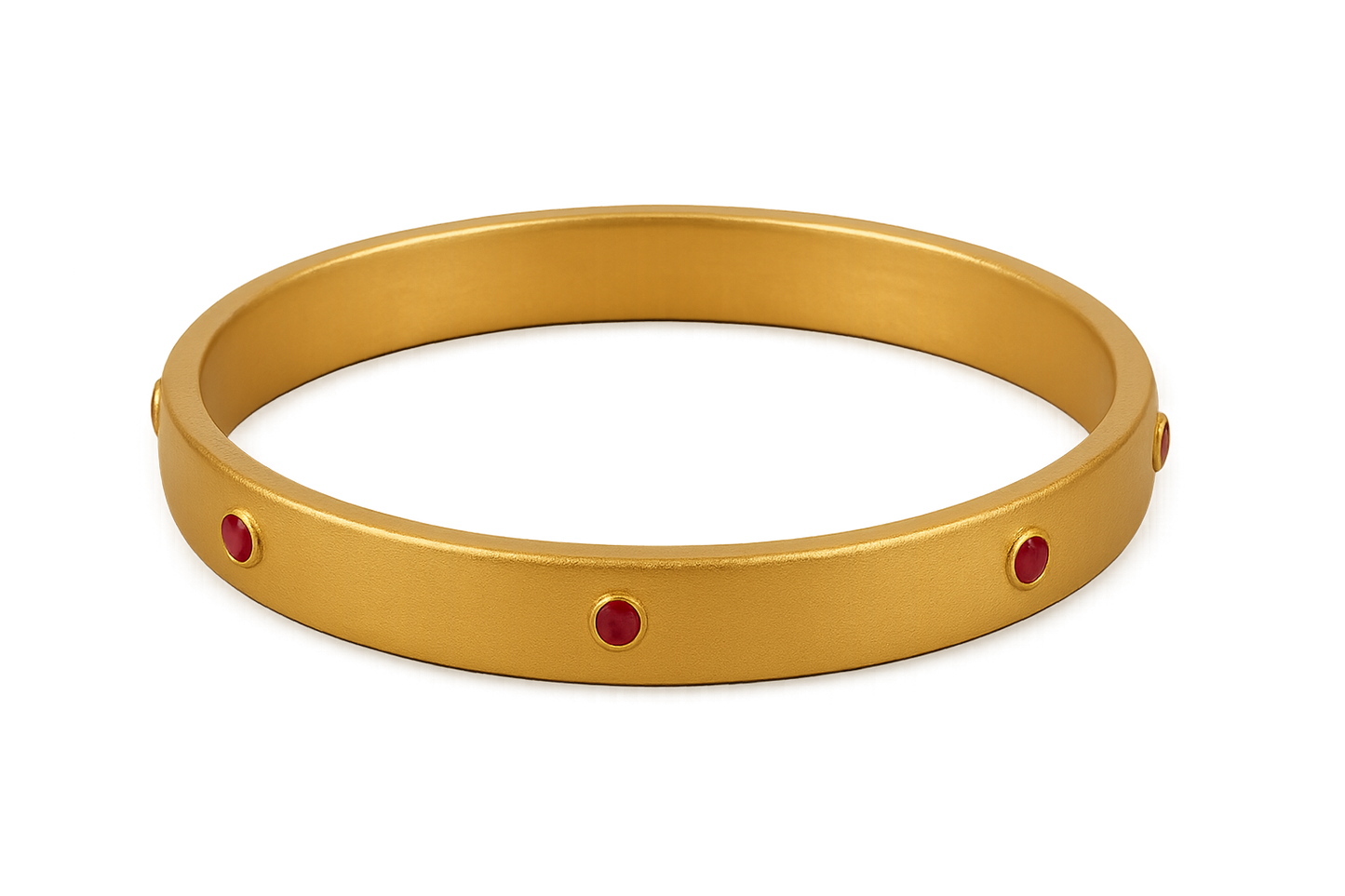 Solid gold kada with simple matte finish design, perfect for gifting and daily wear. with ruby give the image in png format no background