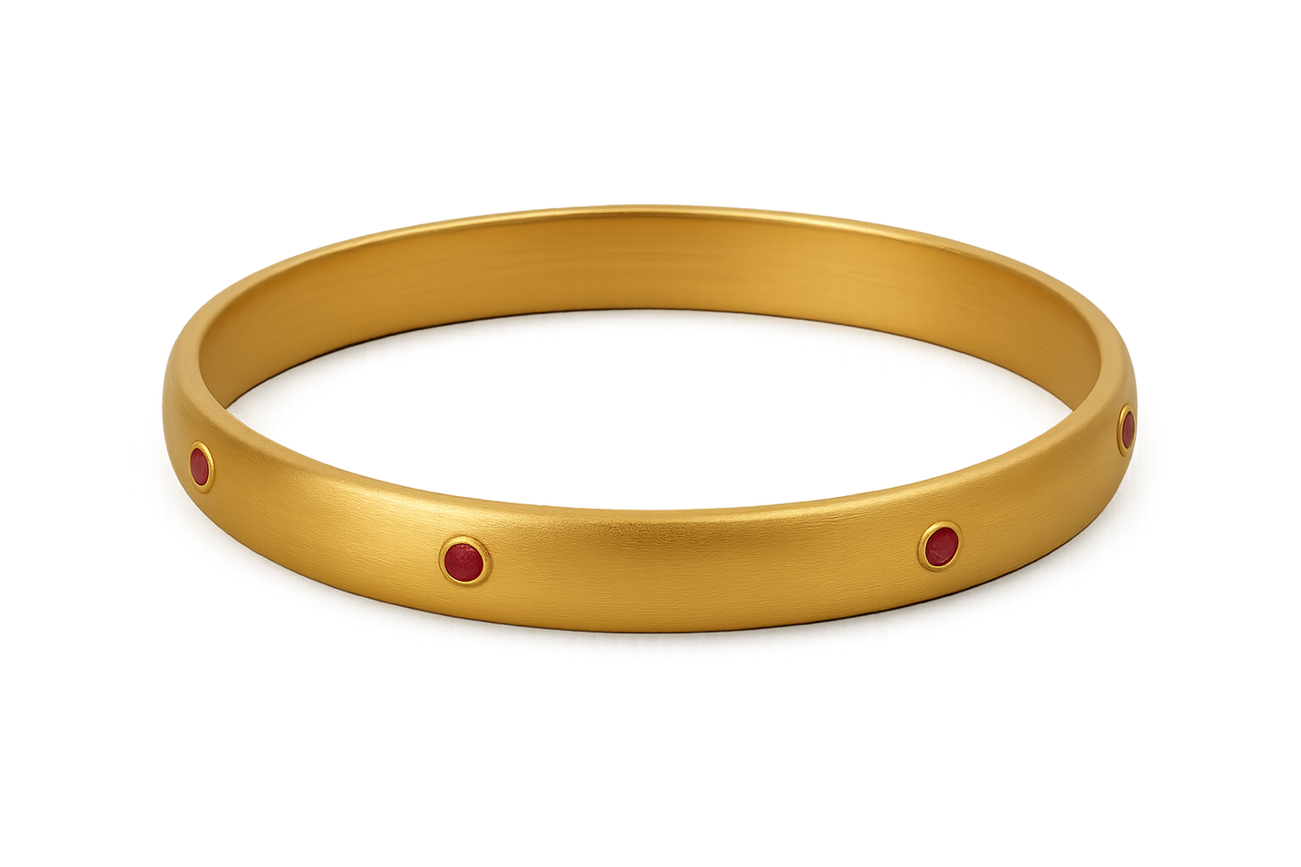 Solid gold kada with simple matte finish design, perfect for gifting and daily wear. with ruby give the image in png format no background 