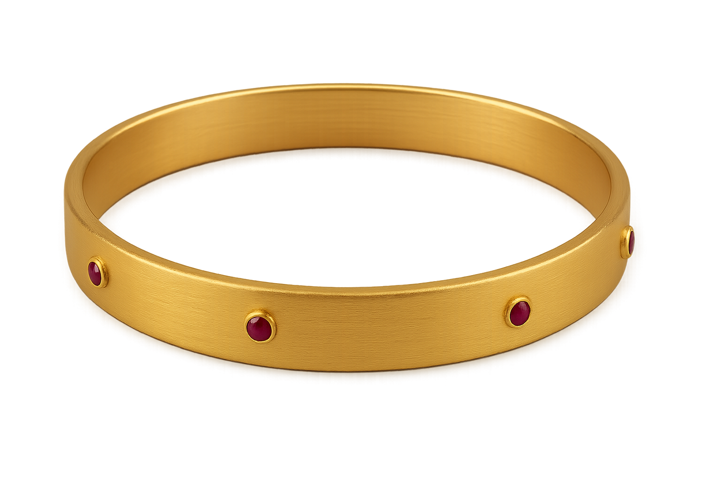 Solid gold kada with simple matte finish design, perfect for gifting and daily wear.with ruby give the image in png format no background  