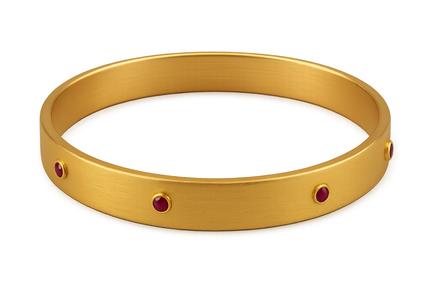 Solid gold kada with simple matte finish design, perfect for gifting and daily wear.with ruby give the image in png format no background  