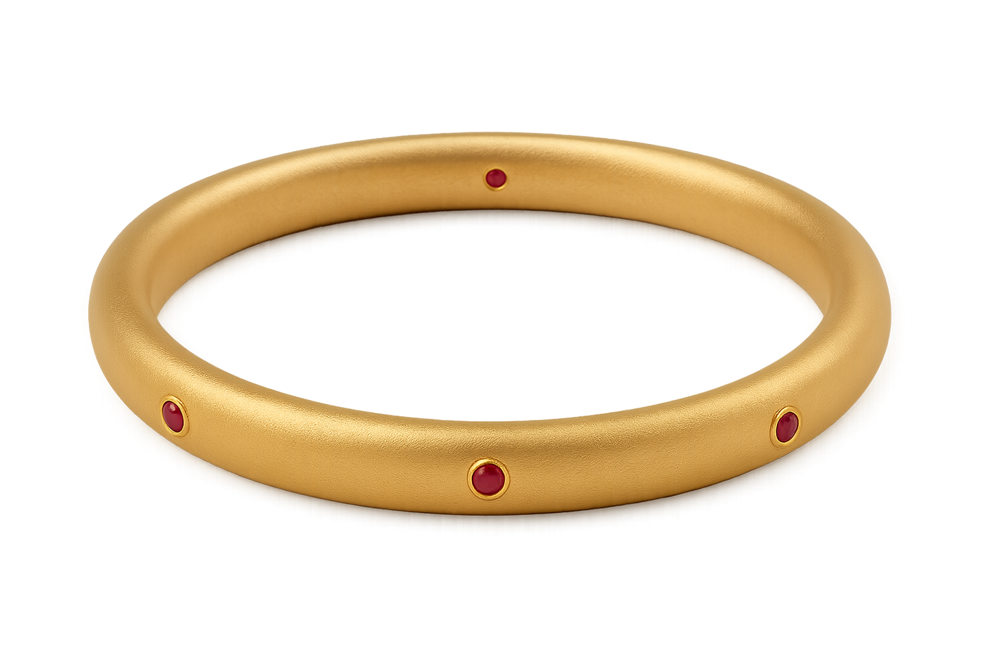 Solid gold kada with simple matte finish design, perfect for gifting and daily wear. with ruby give the image in png format no background 