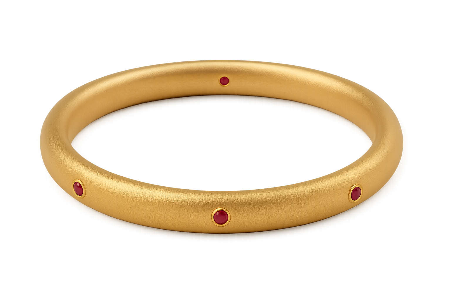 Solid gold kada with simple matte finish design, perfect for gifting and daily wear. with ruby give the image in png format no background 