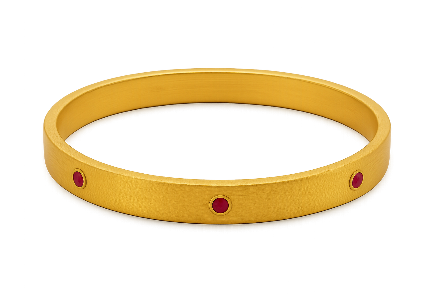 Solid gold kada with simple matte finish design, perfect for gifting and daily wear. with ruby give the image in png format no background