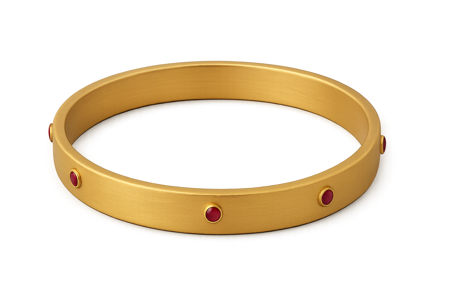 Solid gold kada with simple matte finish design, perfect for gifting and daily wear. with ruby give the image in png format no background 