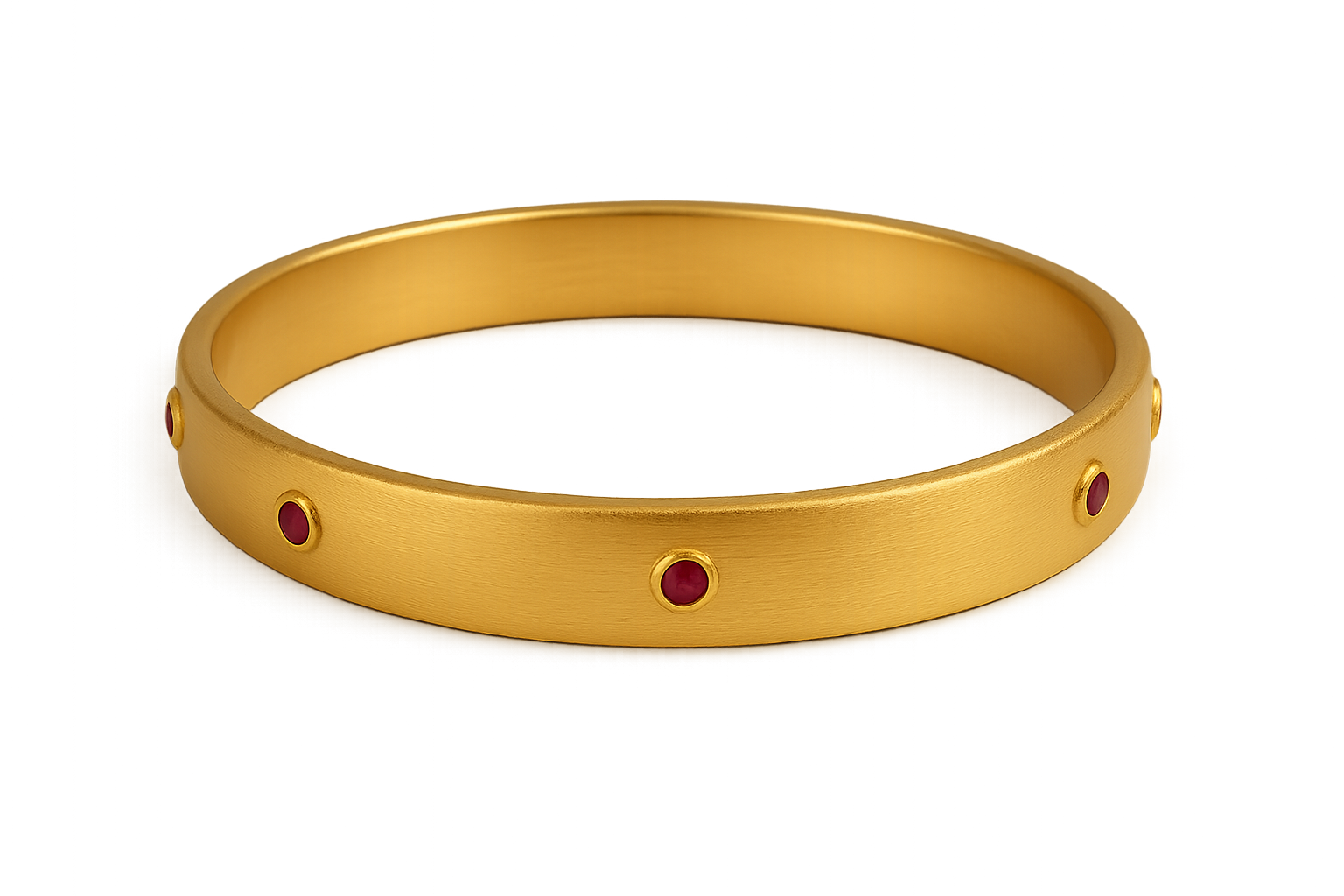 Solid gold kada with simple matte finish design, perfect for gifting and daily wear. with ruby give the image png format no background 