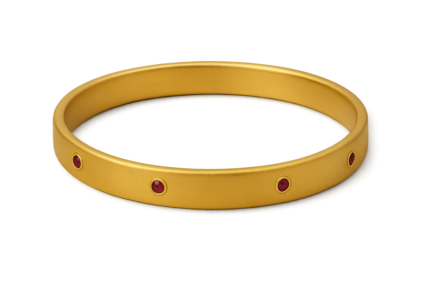 Solid gold kada with simple matte finish design, perfect for gifting and daily wear. with ruby give the image png format no background 