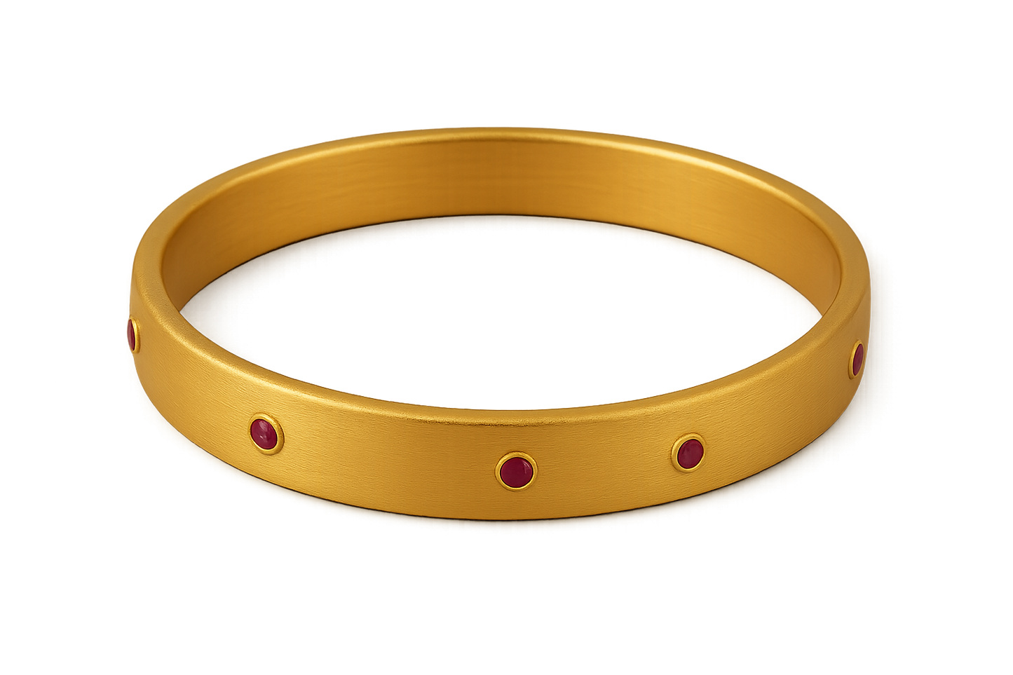 Solid gold kada with simple matte finish design, perfect for gifting and daily wear. with ruby give the image png format no background 