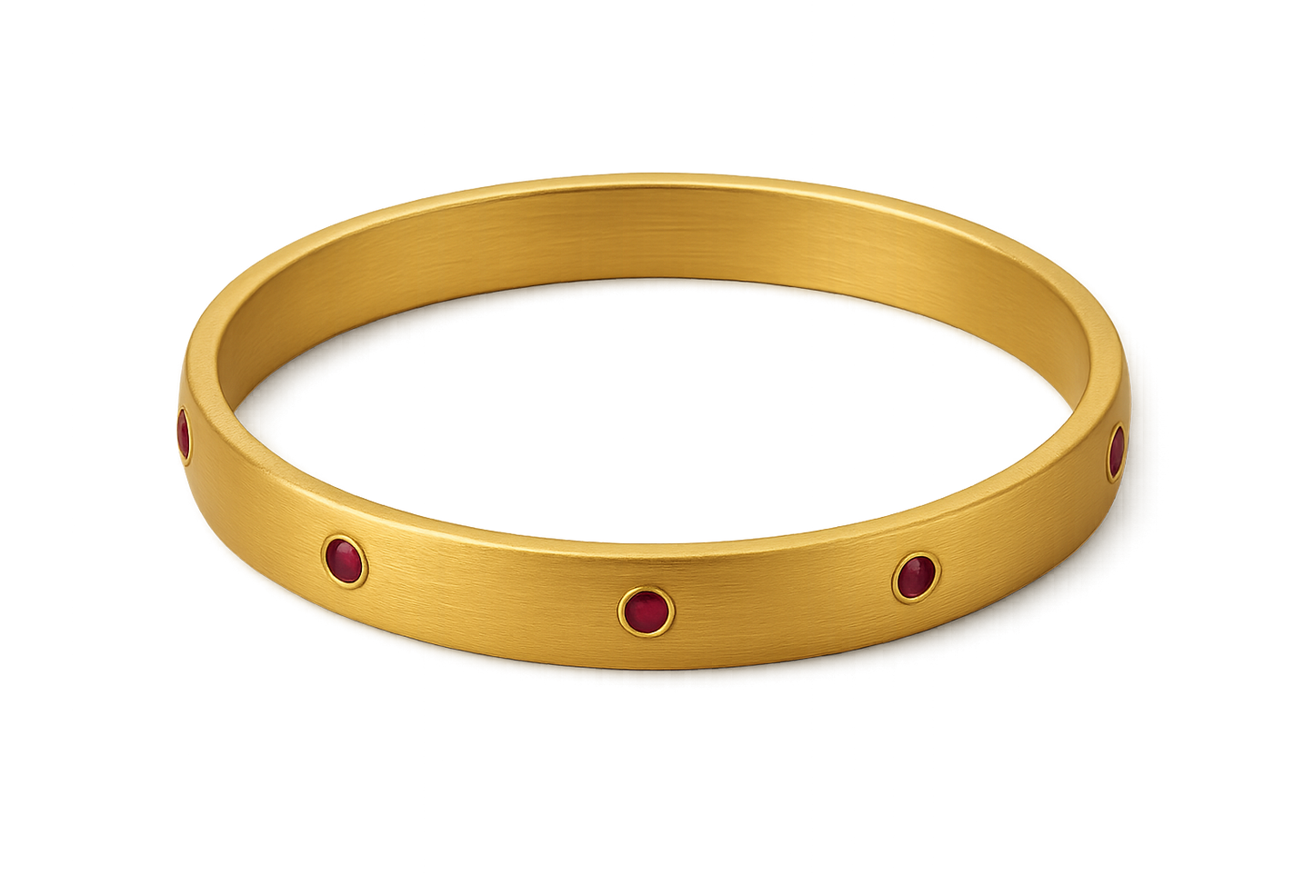 Solid gold kada with simple matte finish design, perfect for gifting and daily wear. with ruby give the image png format no background 