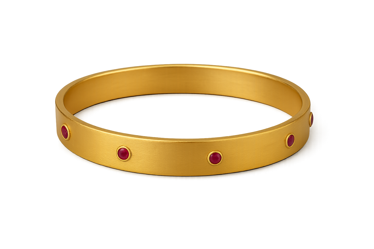 Solid gold kada with simple matte finish design, perfect for gifting and daily wear. with ruby give the image png format no background 