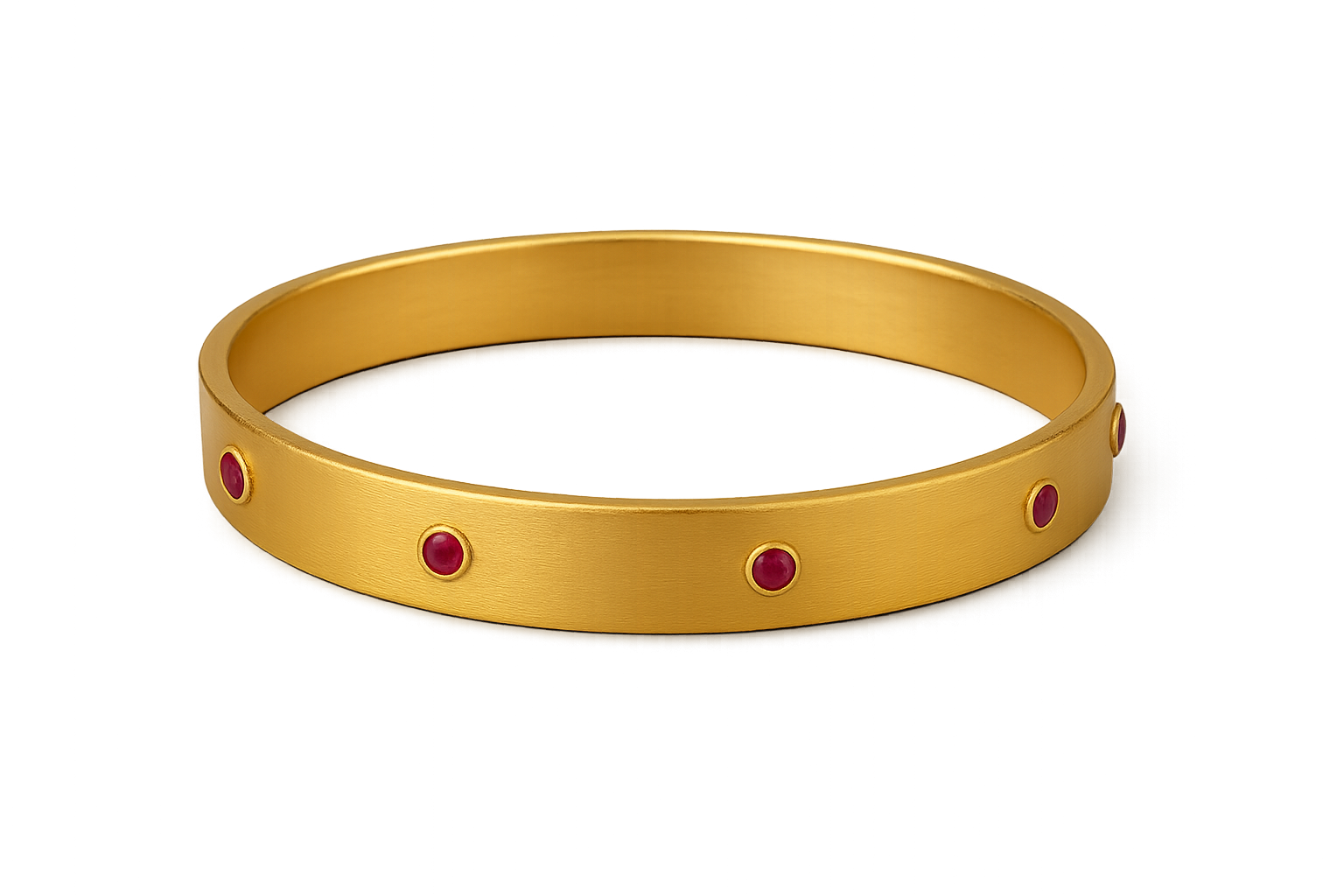 Solid gold kada with simple matte finish design, perfect for gifting and daily wear. with ruby give the image png format no background 