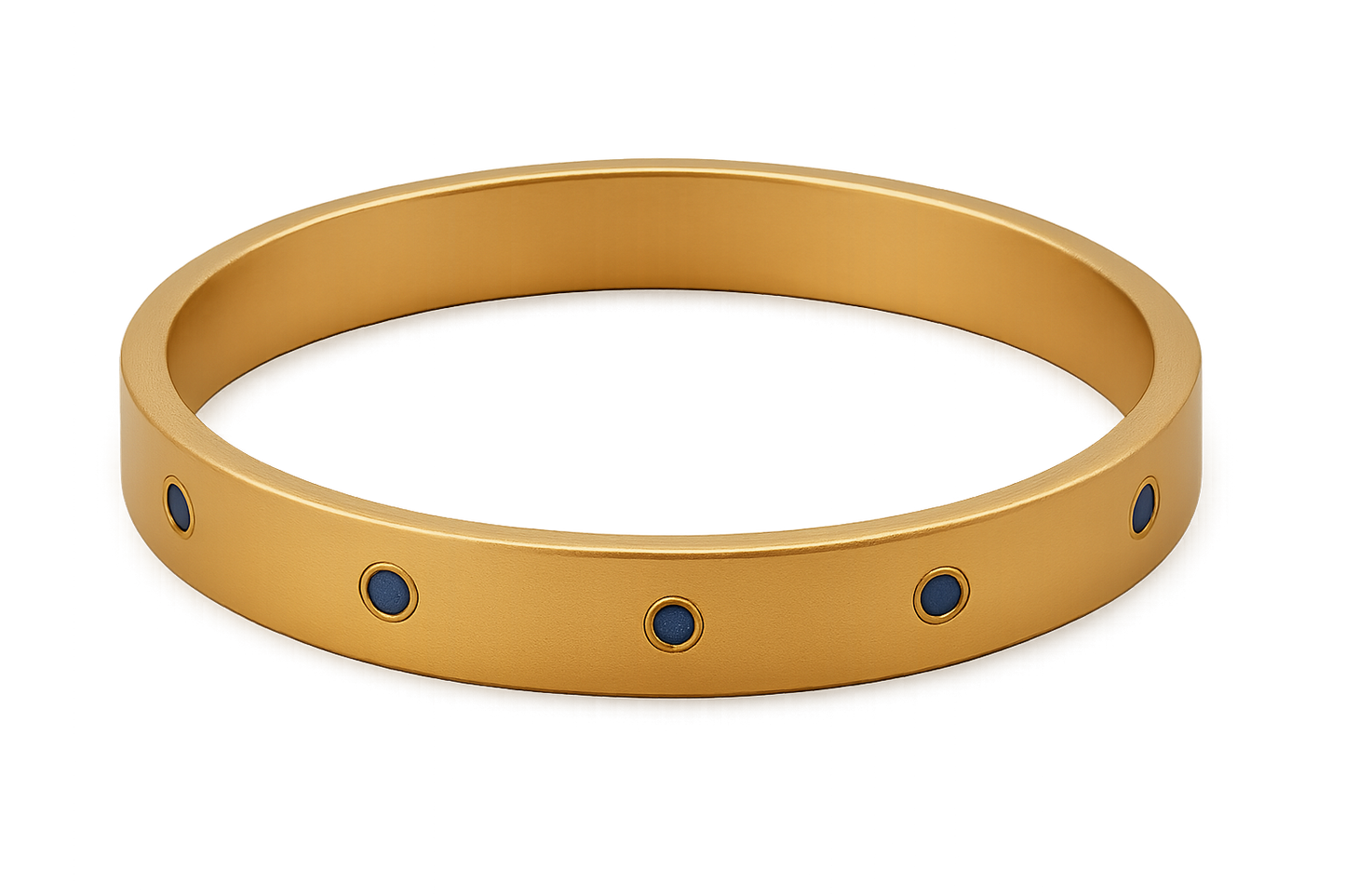 Solid gold kada with simple matte finish design, perfect for gifting and daily wear. with sapphire give the image in png format no background 