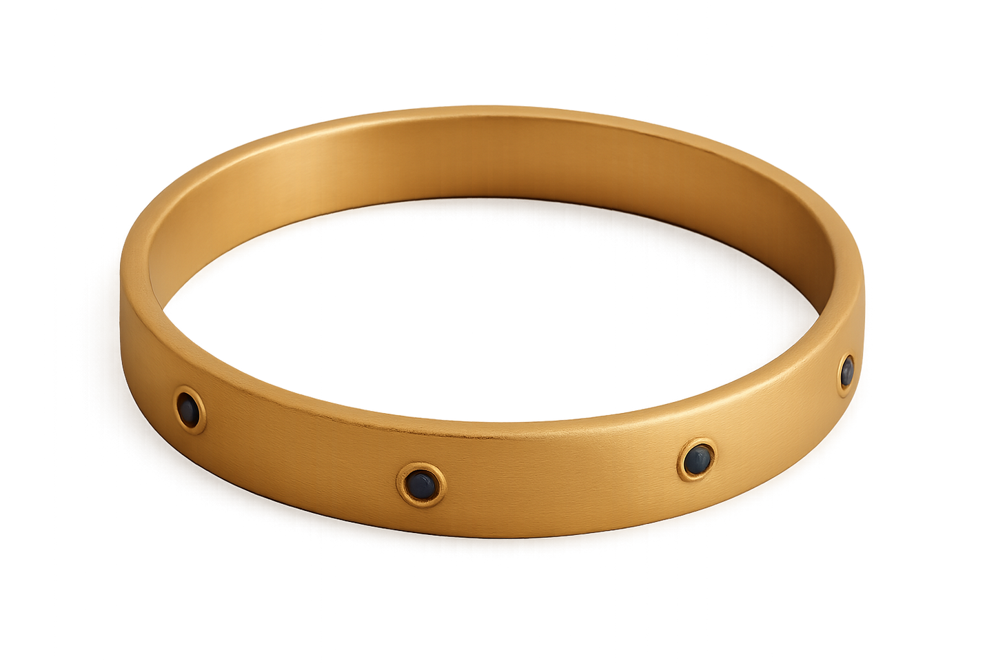 Solid gold kada with simple matte finish design, perfect for gifting and daily wear. with sapphire give the image in png format no background 