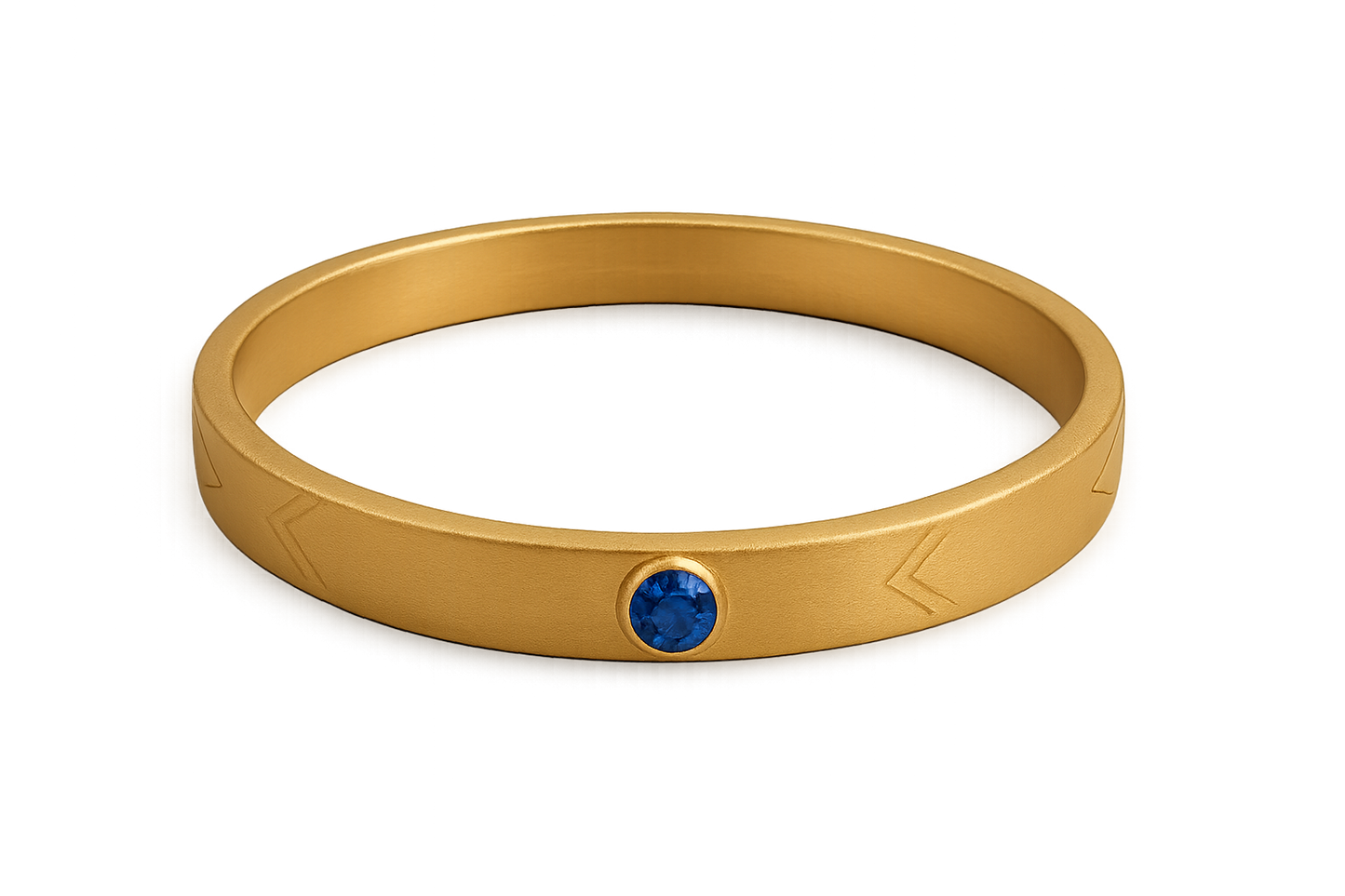 Solid gold kada with simple matte finish design, perfect for gifting and daily wear. with sapphire give the image in png format no background