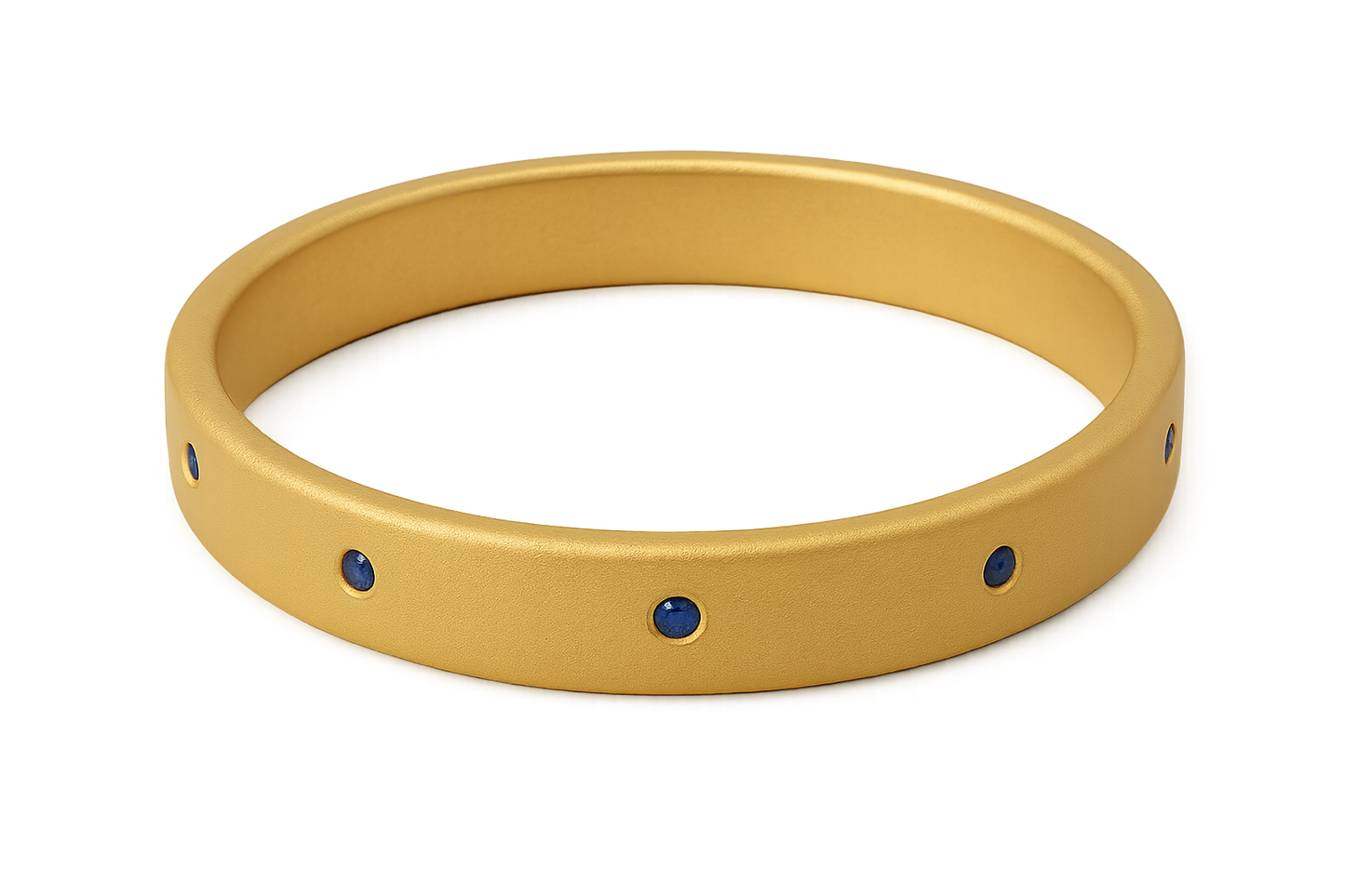 Solid gold kada with simple matte finish design, perfect for gifting and daily wear. with sapphire give the image in png format no background 