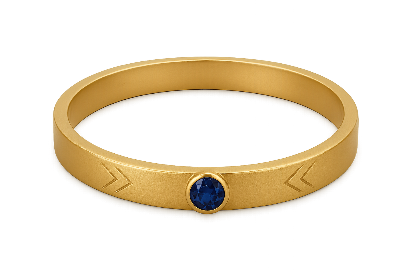 Solid gold kada with simple matte finish design, perfect for gifting and daily wear. with sapphire give the image in png format no background 