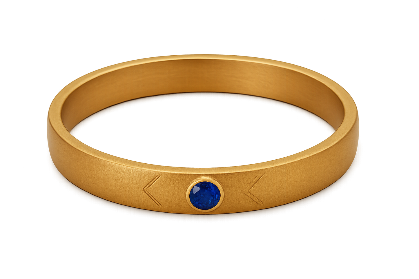 Solid gold kada with simple matte finish design, perfect for gifting and daily wear. with sapphire give the image in png format no background