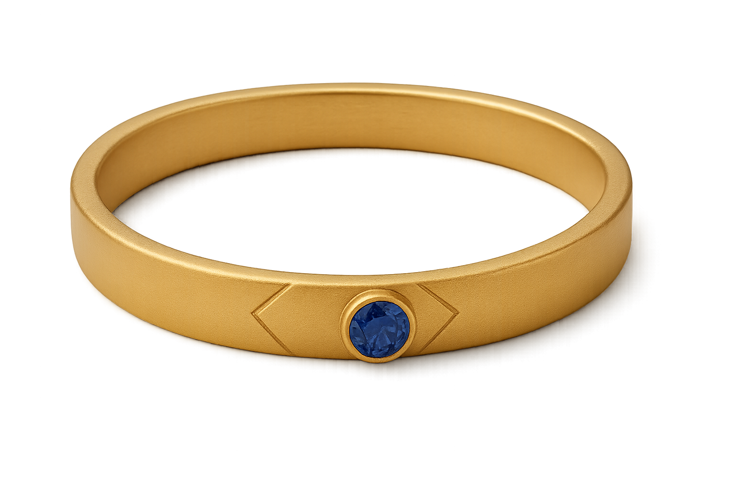 Solid gold kada with simple matte finish design, perfect for gifting and daily wear. with sapphire give the image in png format no background 