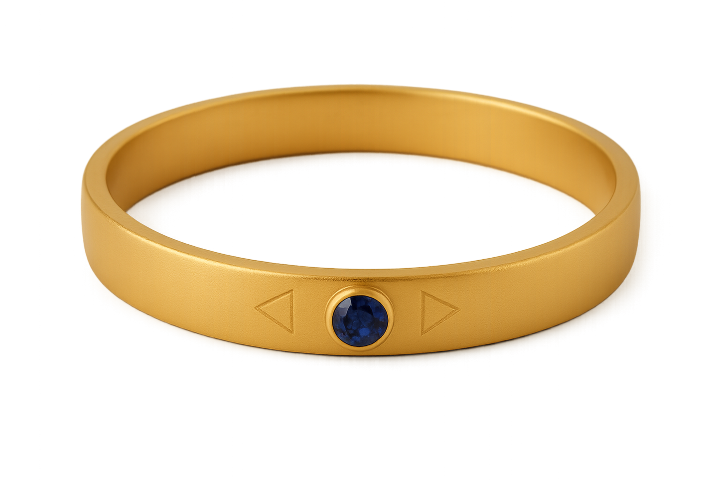 Solid gold kada with simple matte finish design, perfect for gifting and daily wear. with sapphire give the image png format no background 