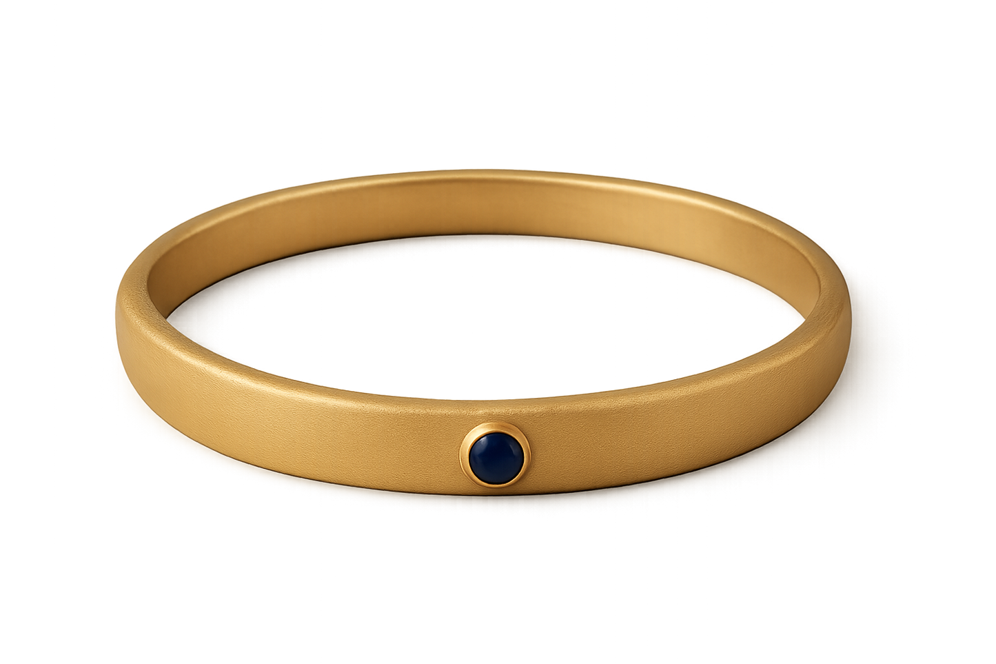 Solid gold kada with simple matte finish design, perfect for gifting and daily wear. with sapphire give the image png format no background