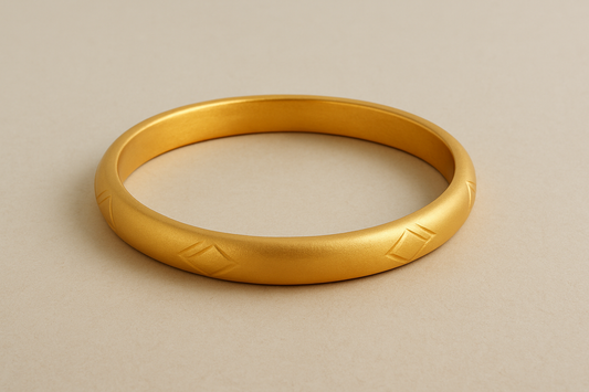 Solid gold kada with simple matte finish design, perfect for gifting and daily wear.